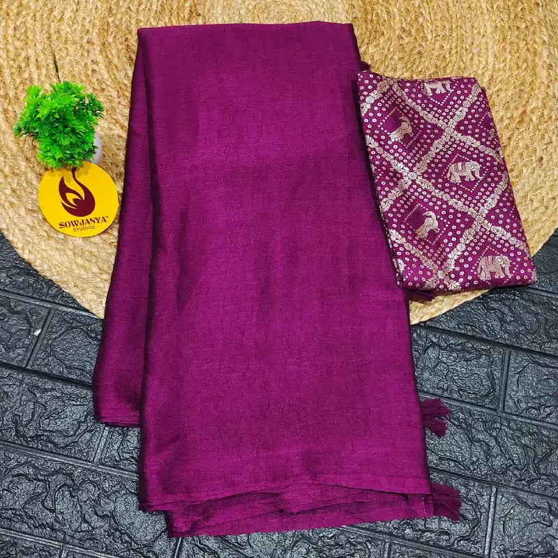 Premium Crush Saree with Bandini Blouse - BIRD6