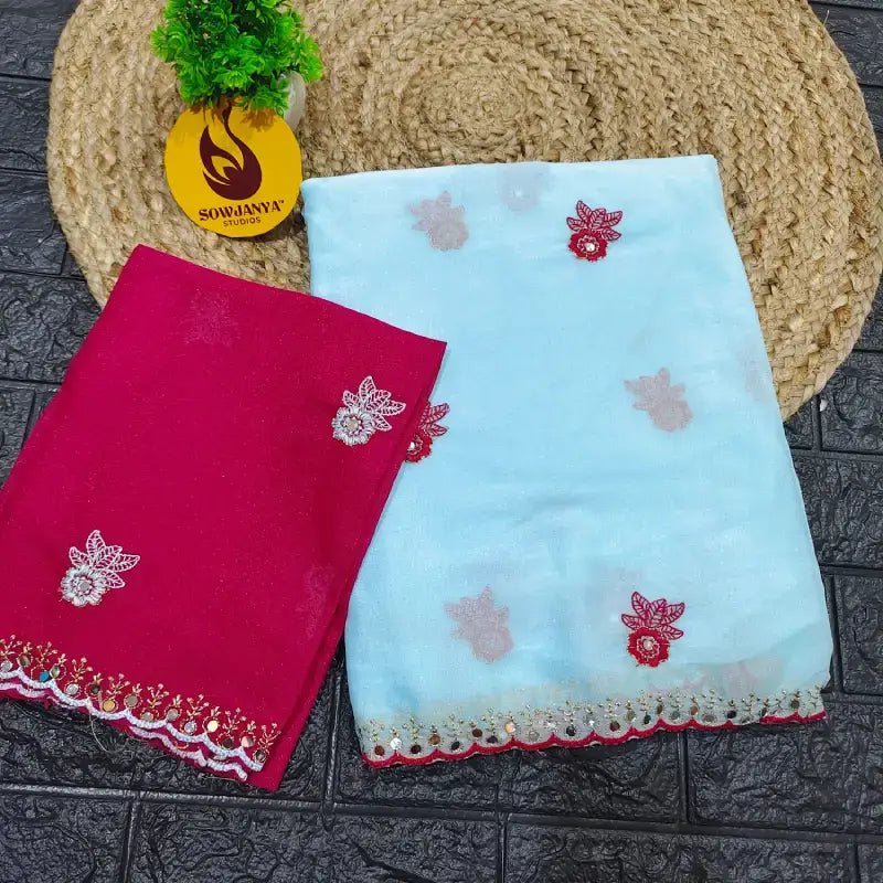 Premium Quality Shimmer Georgette Sarees - FLASH3