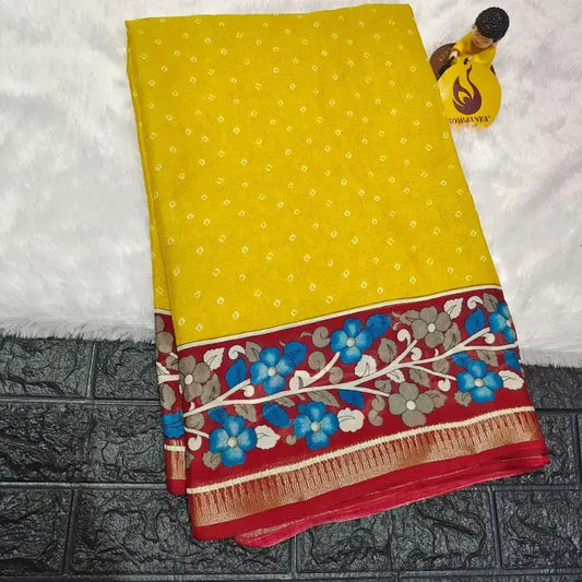 Premium Fancy Georgette Sarees With Kalamkari Border - SSGAP