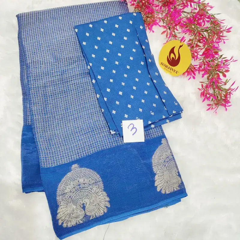 Viscose Crape Chex Saree With Designer Border - SSCDB3