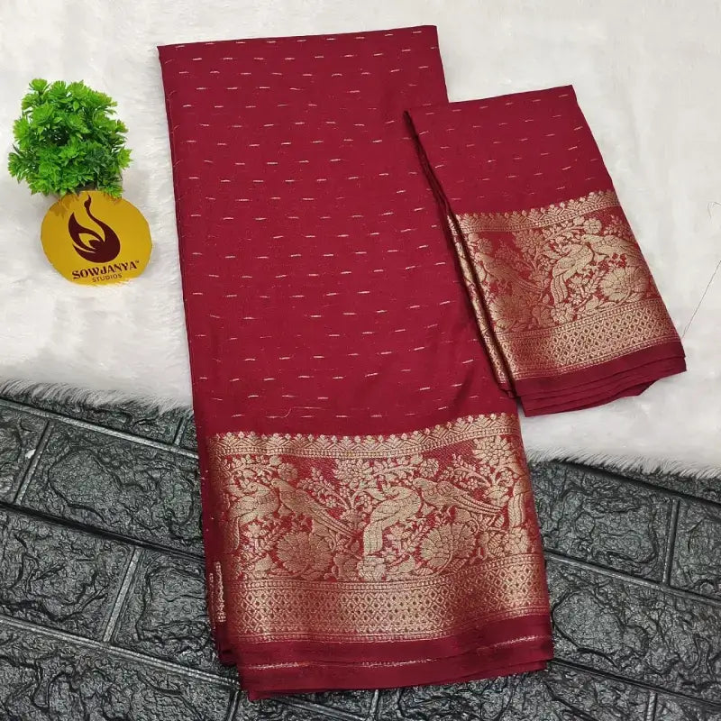 Viscose Zari Lines Saree With Kanchi Border - SSVZL3