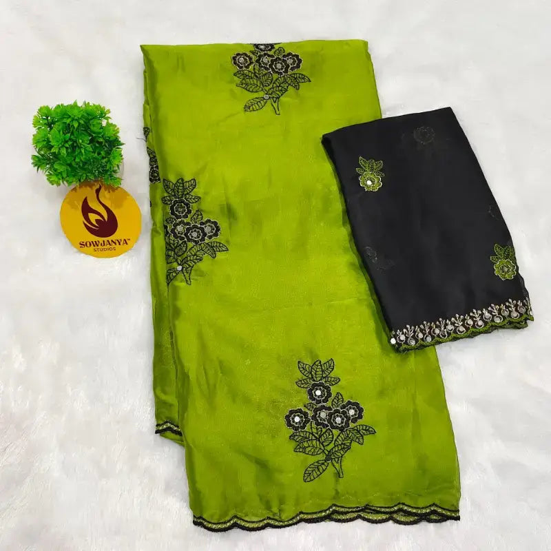 Premium Rangoli Silk Sarees with Emboridery work - FLASH18