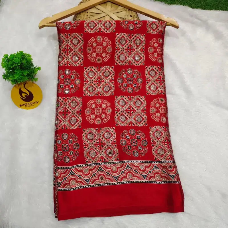 Heavy Japan Satin Crape Saree With More Original Mirrors - AJRAK64