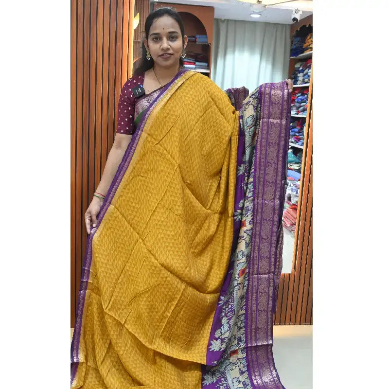 Maheshwari Silk Sarees With Mangalagiri Border - SSGAP