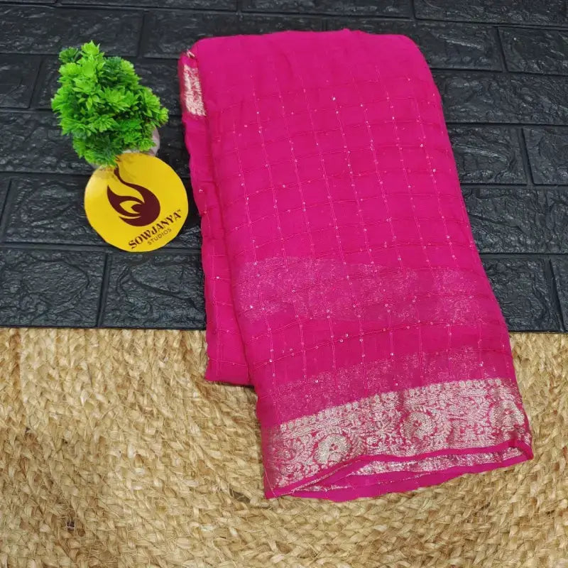 Premium Viscose Georgette Sequence Saree - SSSQU02