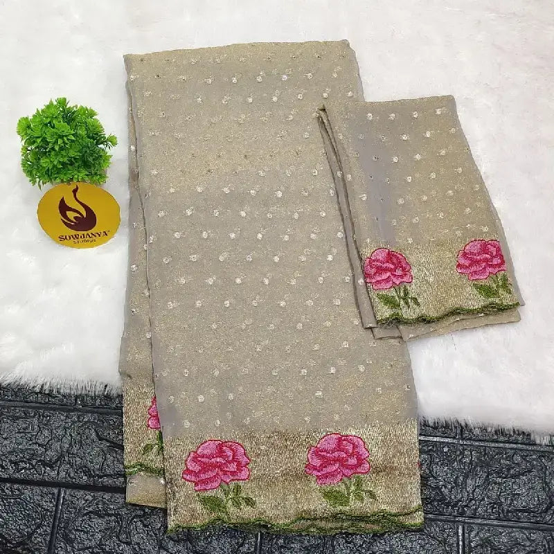 Designer Shimmer Georgette Butti with Emboridery Sarees - SSFLW
