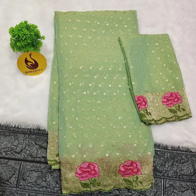 Designer Shimmer Georgette Butti with Emboridery Sarees - SSFLW