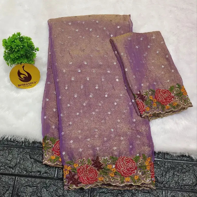 Designer Shimmer Georgette Butti with Emboridery Sarees - SSFLW