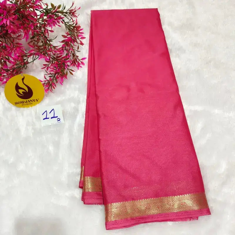 Premium Quality Mysore Crepe Small Border Sarees - CHITTI11