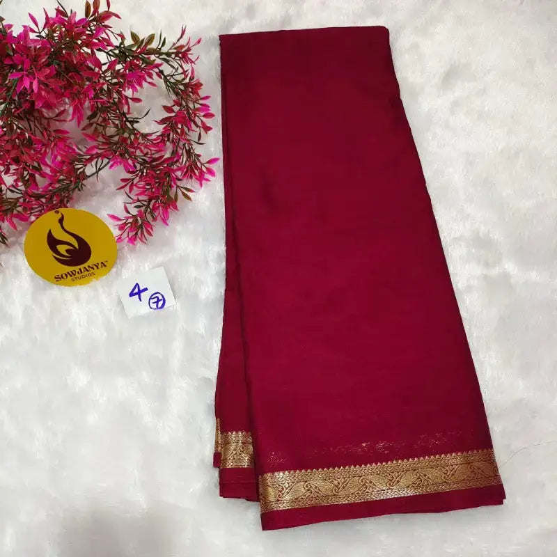 Premium Quality Mysore Crepe Small Border Sarees - CHITTI4