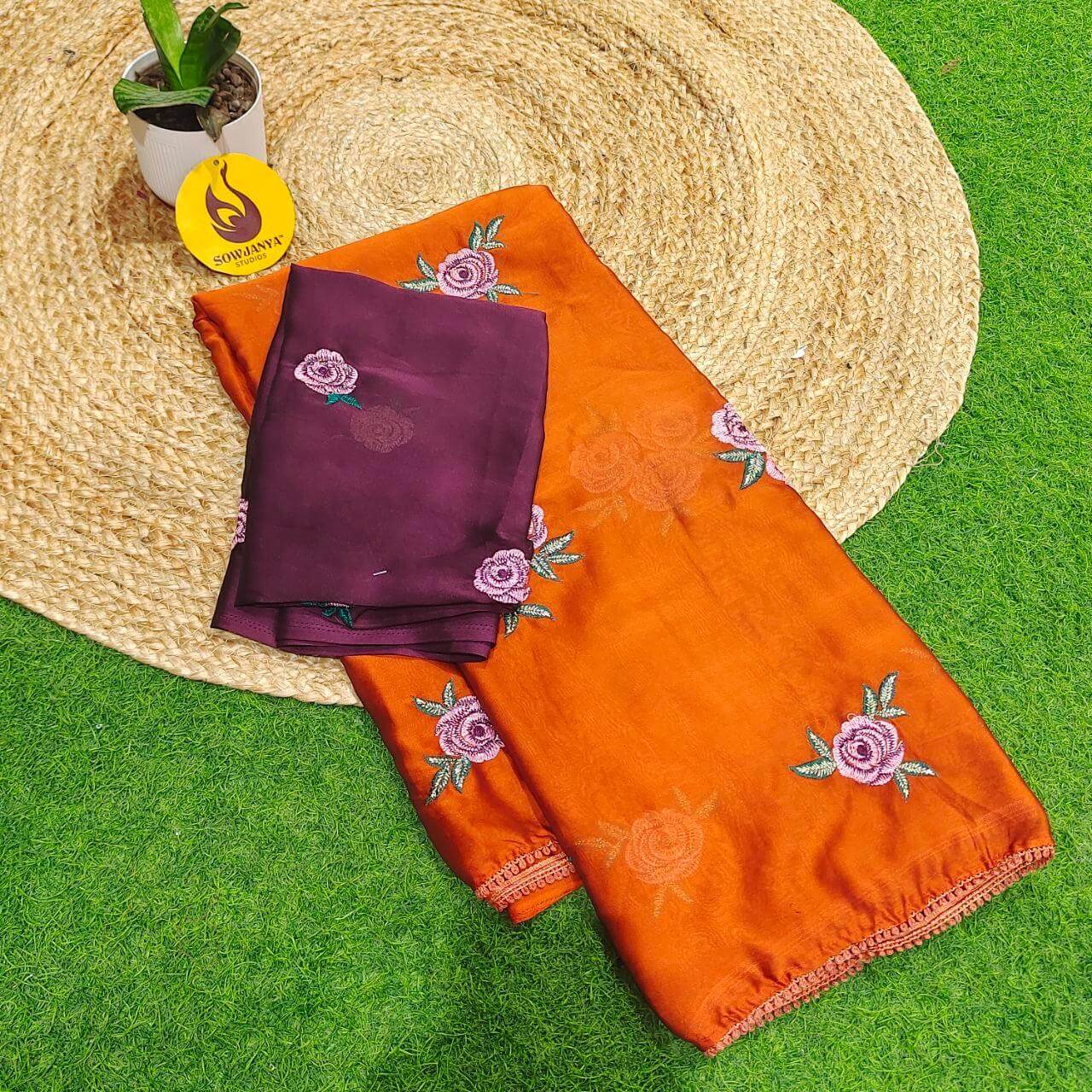 Premium Rangoli Silk with Emboridery work Saree's - SSRFE2