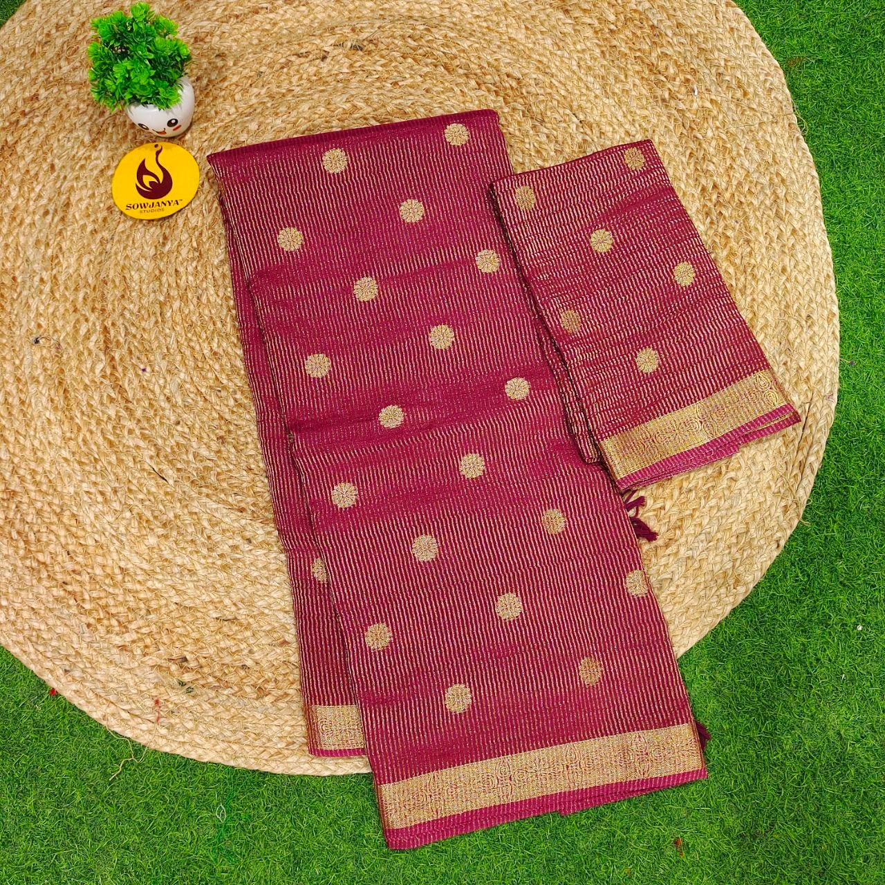 Designer Zari Lines Saree With Small Zari Border - SSZLV6