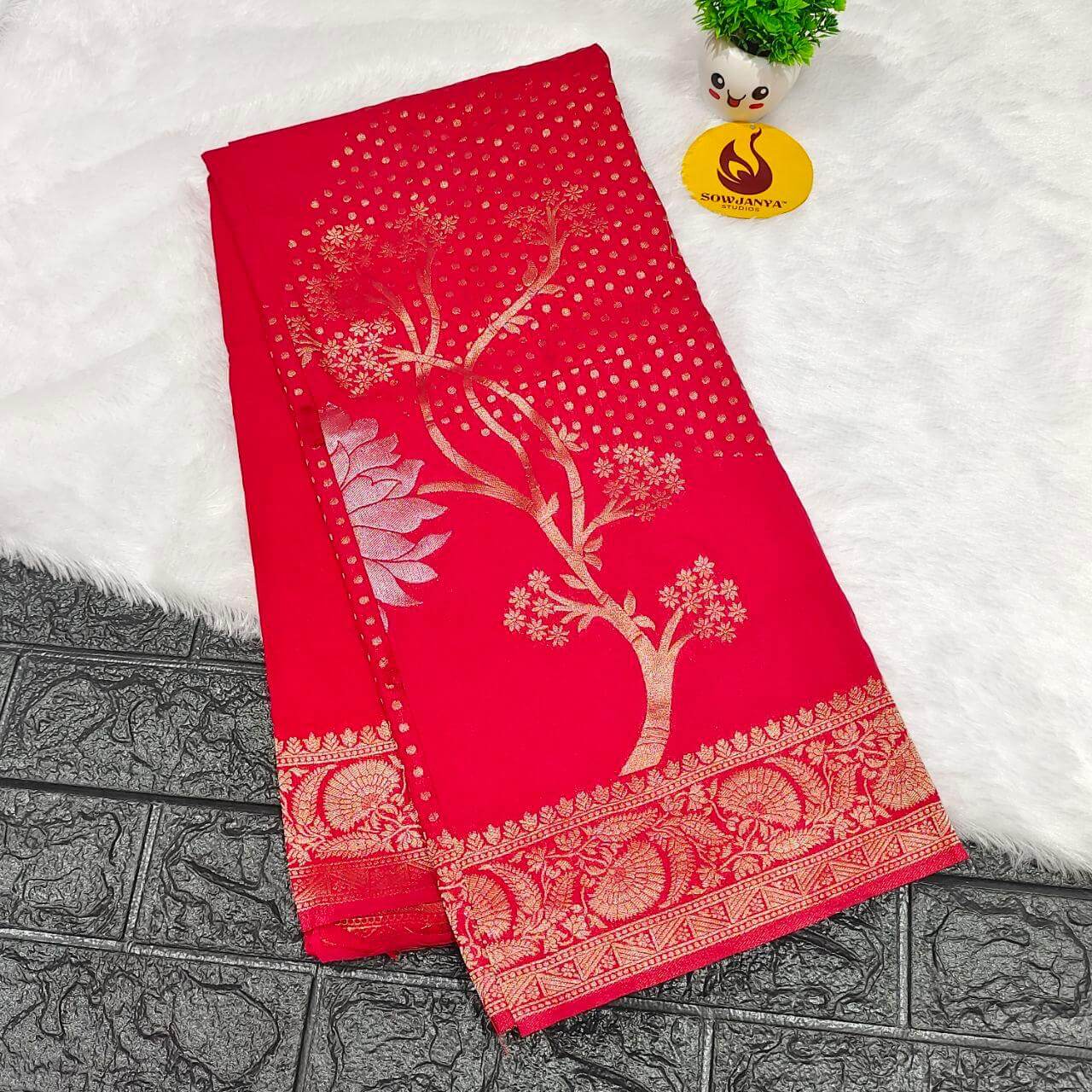 Premium Viscose Georgette With Zari Butti's Saree's (28)- BLAST