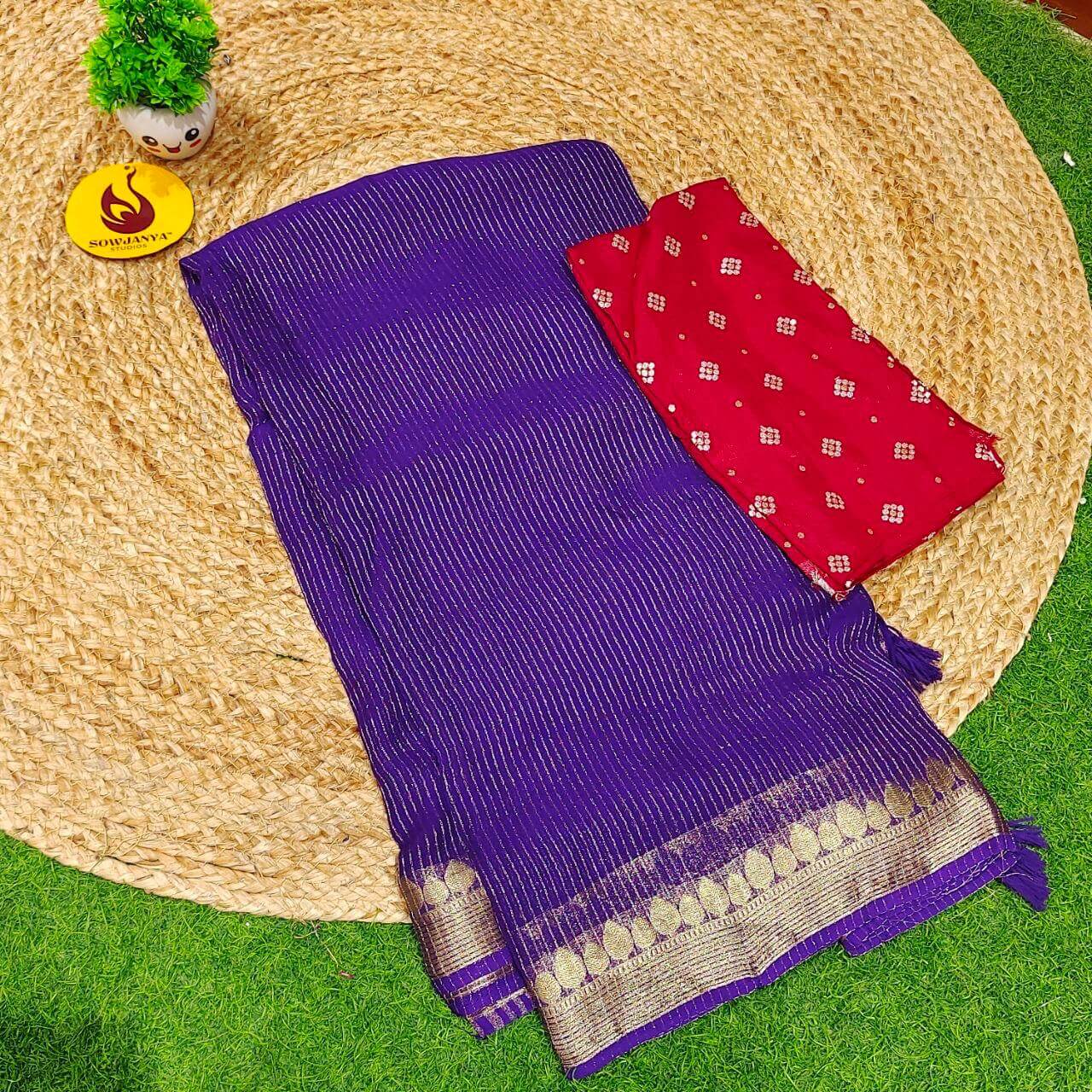 Premium Viscose Georgette ZARI LINES Saree's - SSVIS3