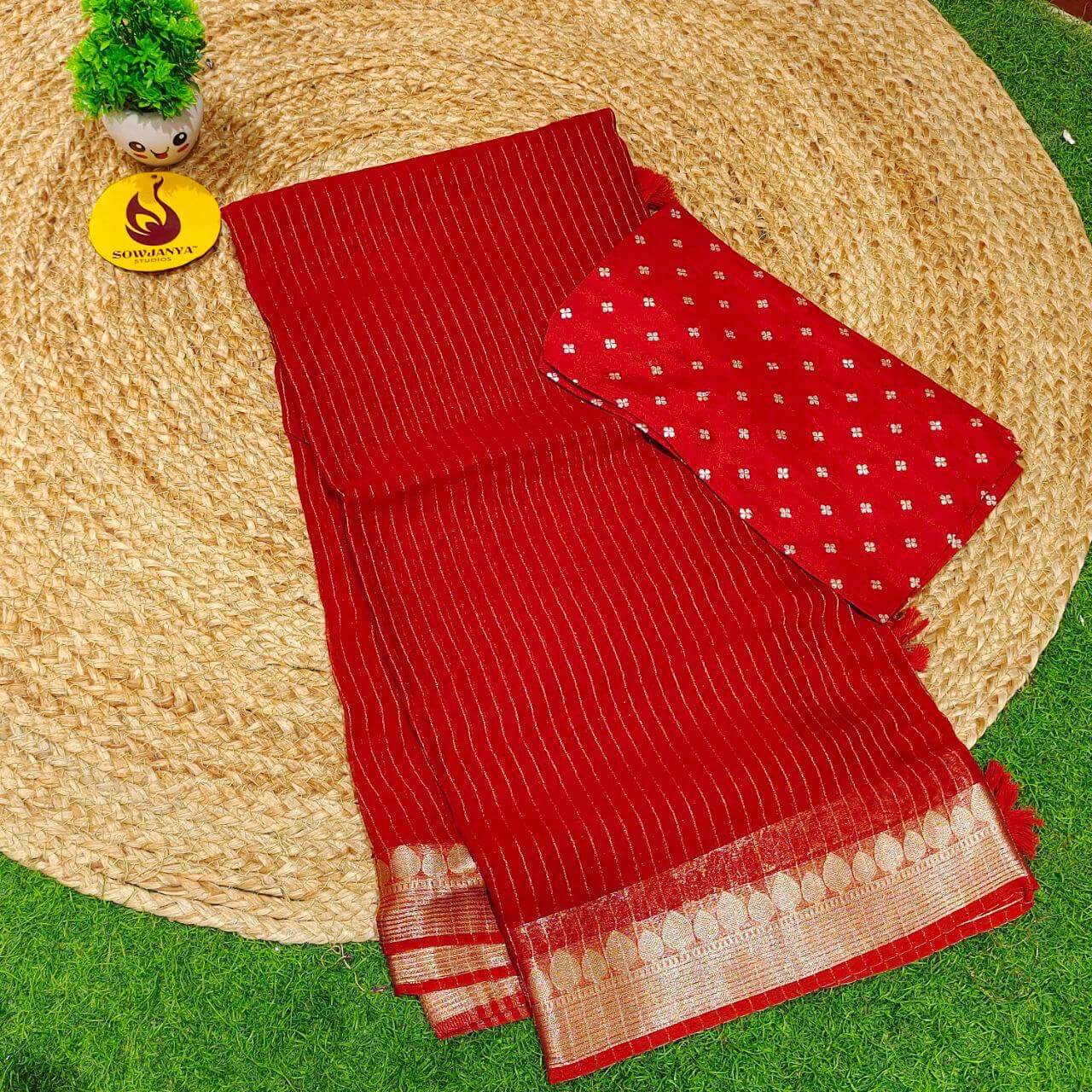 Premium Viscose Georgette ZARI LINES Saree's - SSVIS2