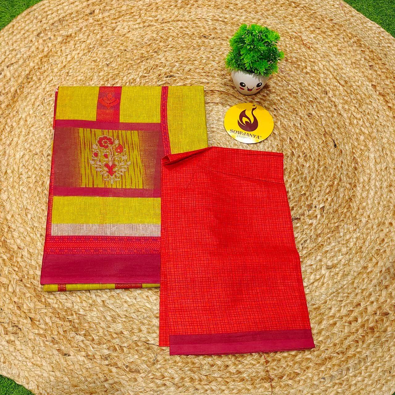 Premium Summer Cotton Sarees With Blouse-HEAT7