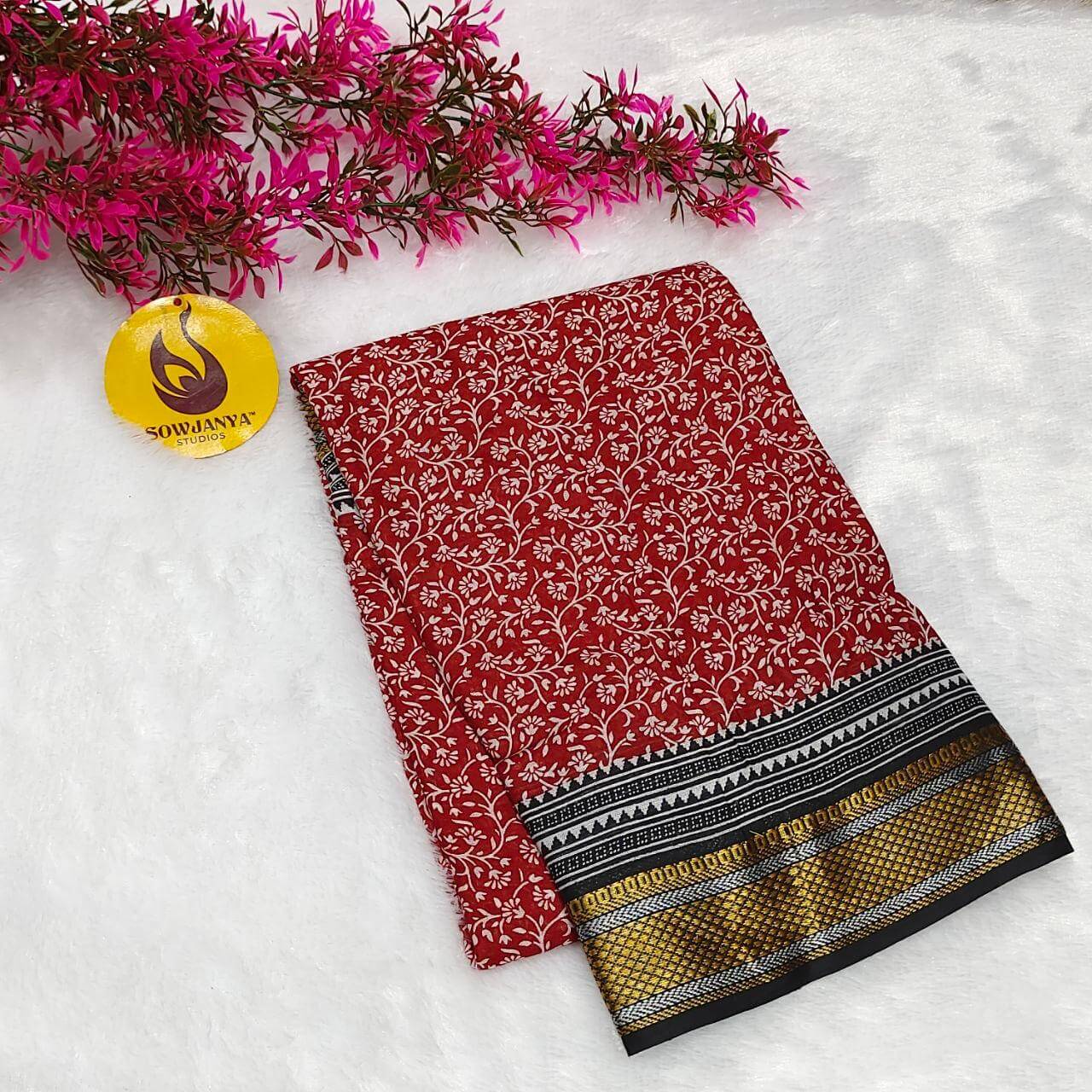 Premium Soft Mul Cotton With Jari boarder Saree's- SSMUL40