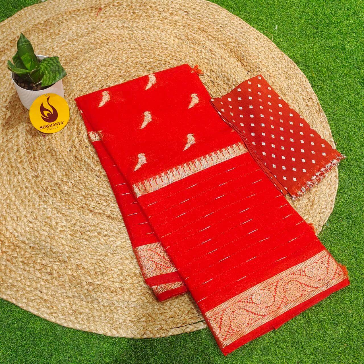 Premium Viscose Crape Georgette Saree - BEST023(orange)