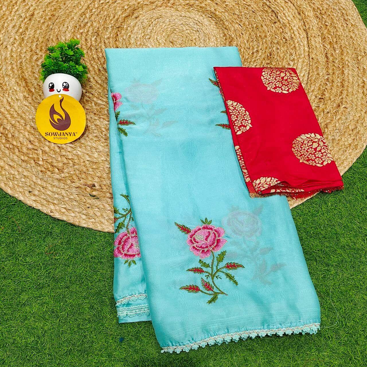 Premium Rangoli Silk with Emboridery work Sarees - SSROS3