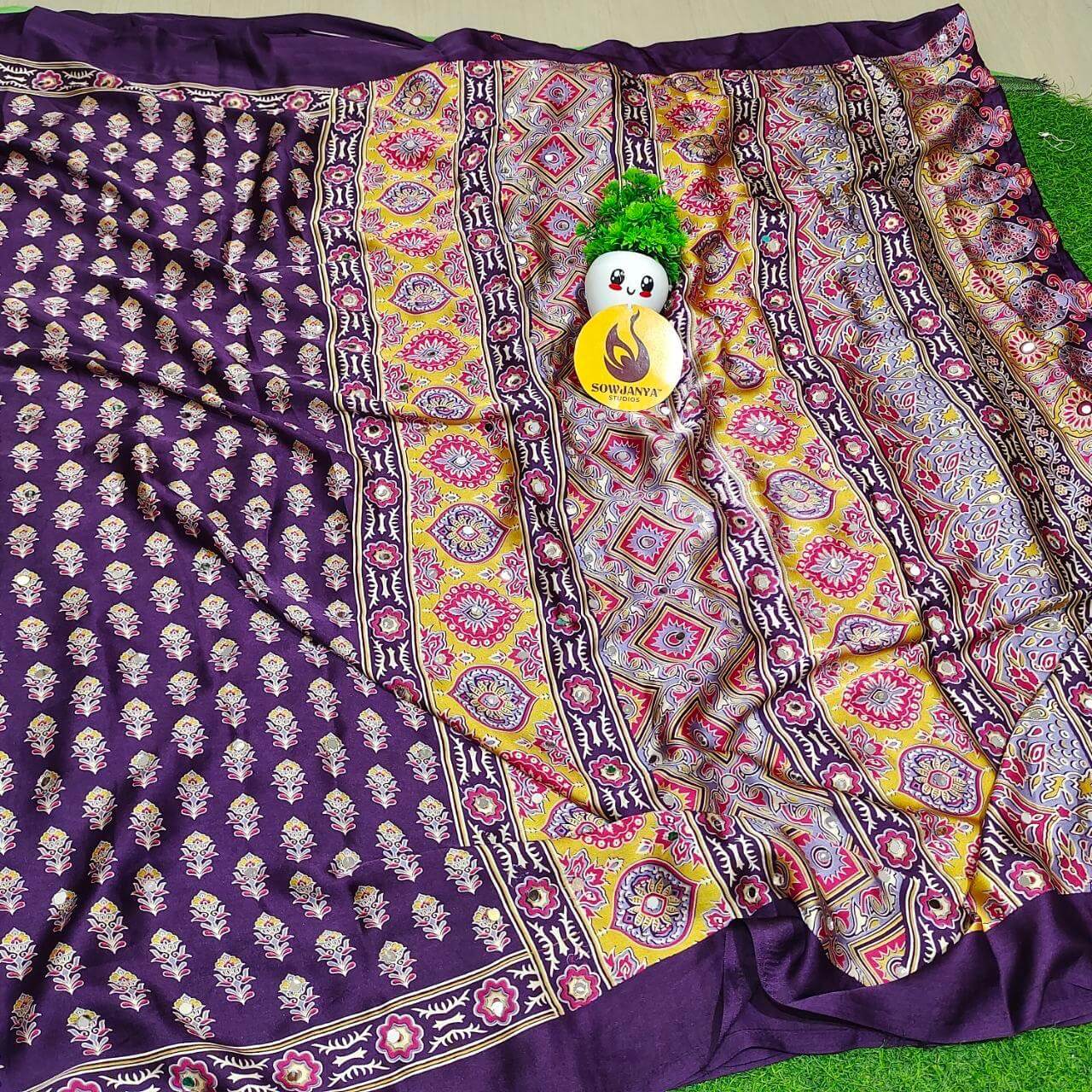 Japan Satin Crape Original Mirror Sarees21 - AJRAK