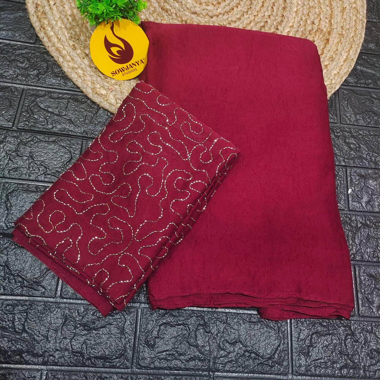 Rangoli Crush with Beads Work Blouse(maroon) - CRUSH