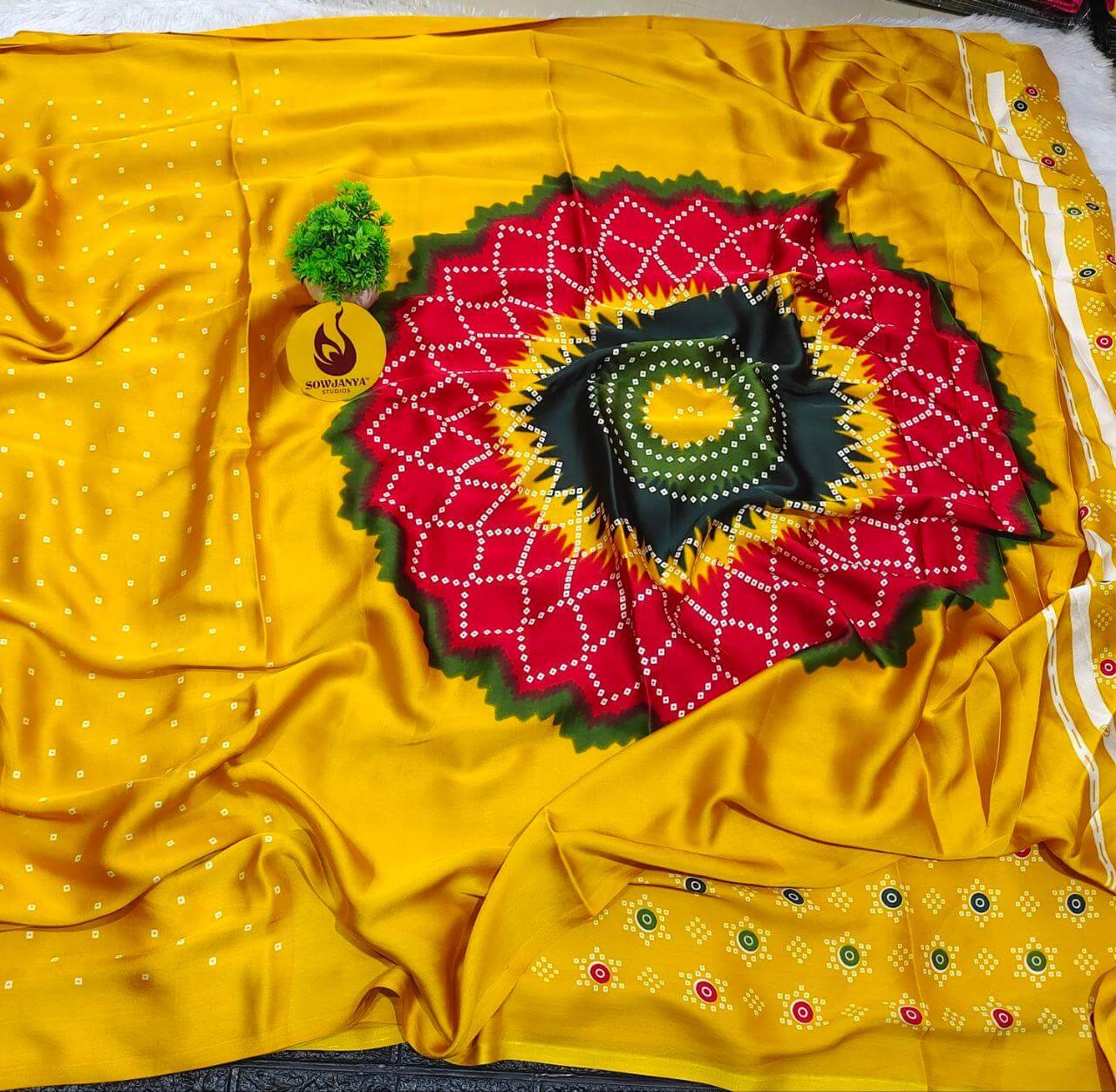 Heavy Japan Satin Crape Saree(93)yellow- SSJPS