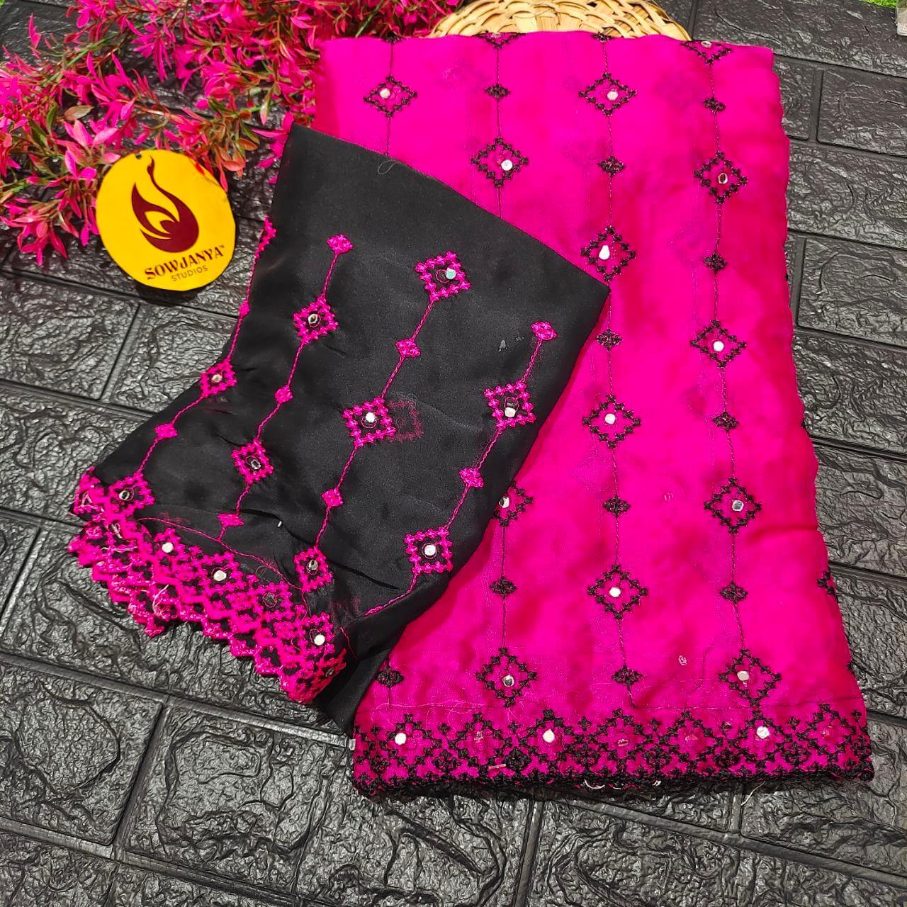 Premium Viscose Georgette sequence work Saree - YEAR