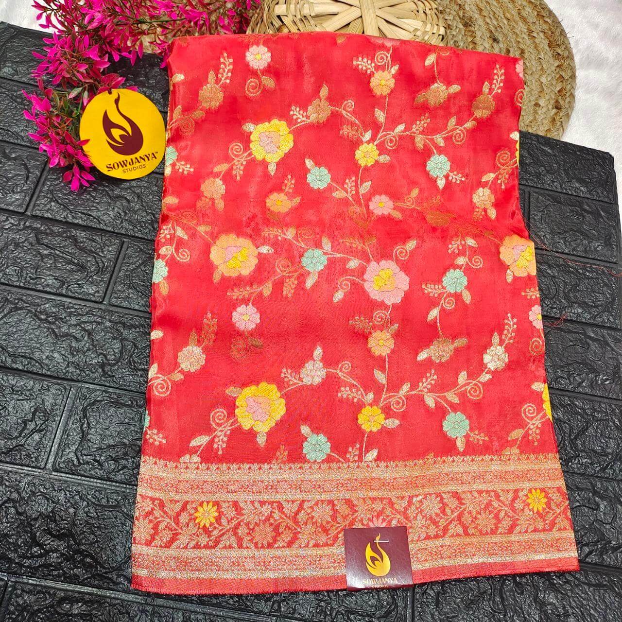 PURE BANARAS MEENA H-HO SILK(Peach)- BOOM
