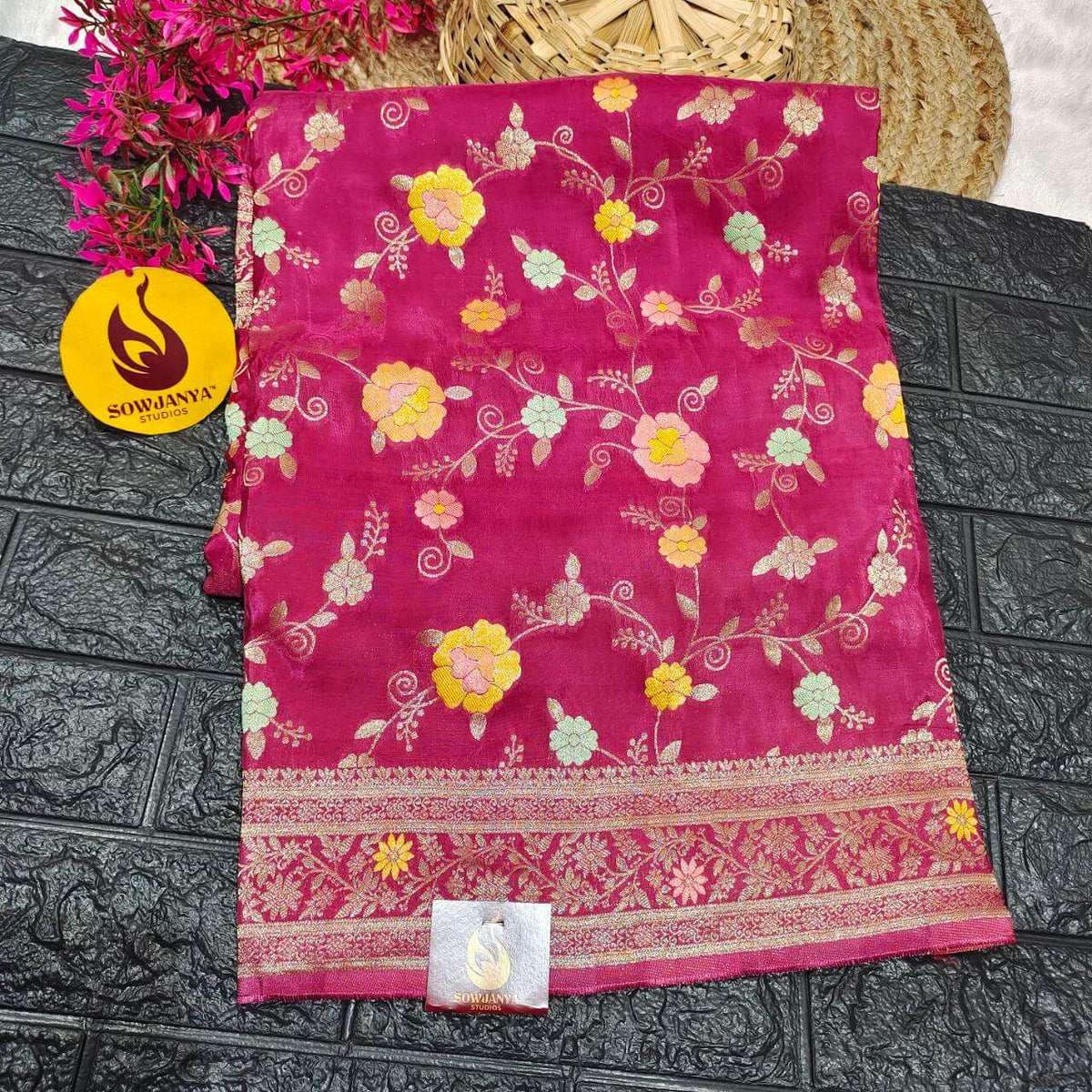 PURE BANARAS MEENA H-HO SILK(onion pink) - BOOM