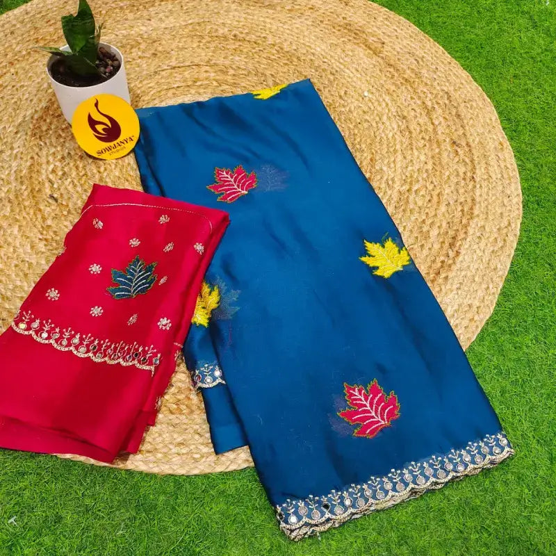 Designer Embroidery Saree With Mirror Real Work - MIRROR6