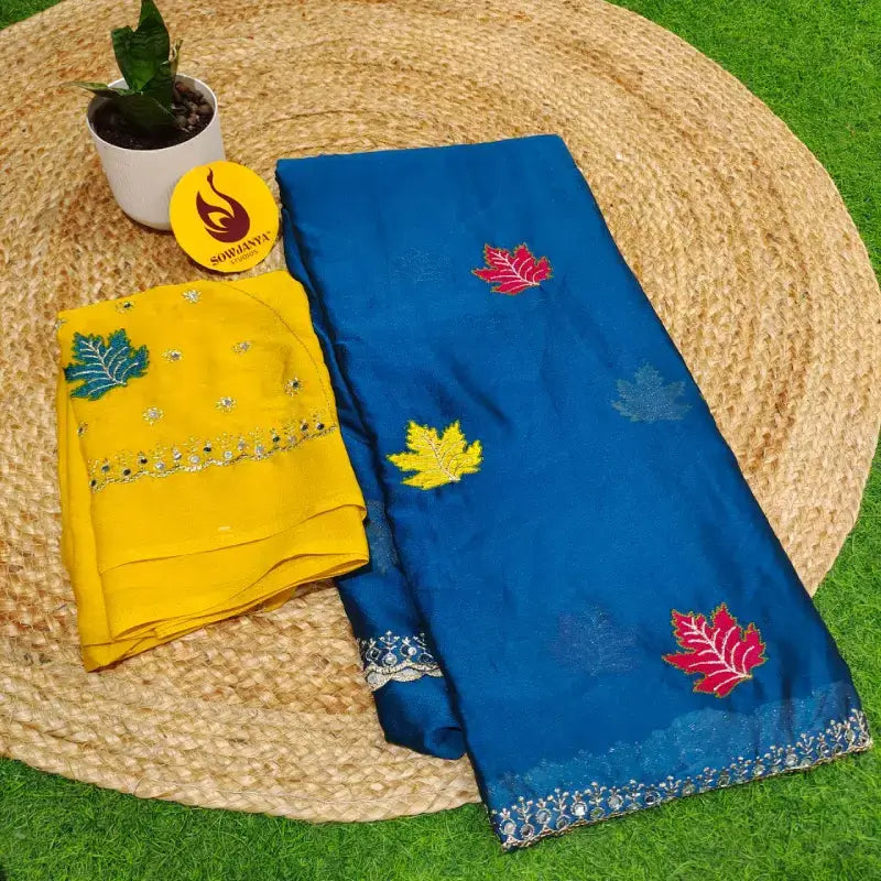 Designer Embroidery Saree With Mirror Real Work - MIRROR1