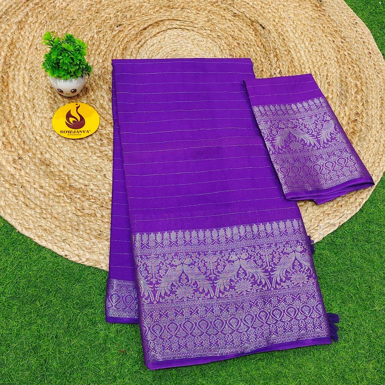 Premium Viscose Georgette Saree - BEST061(violet)