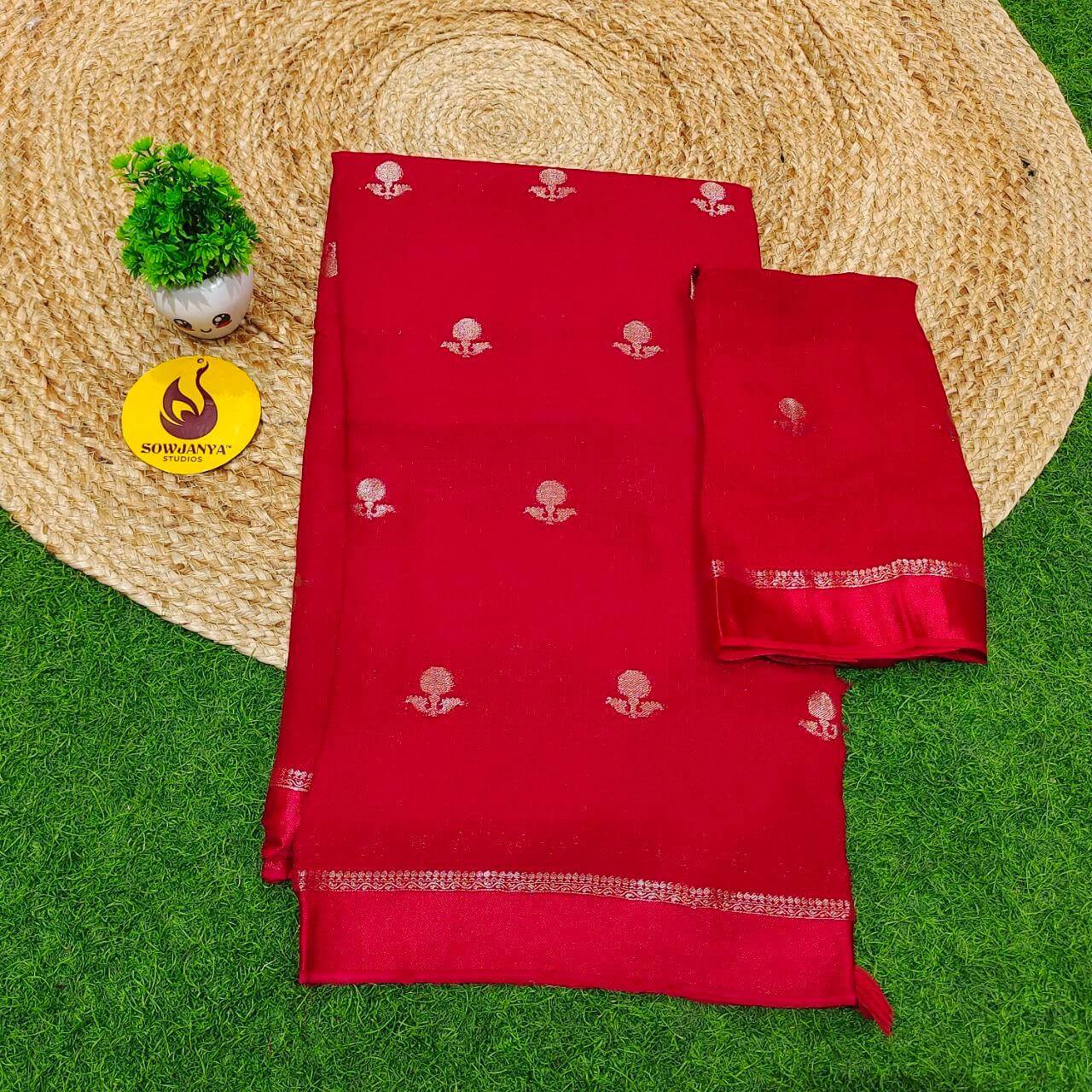 Premium JUTE Sarees - SSJUTE11(red)