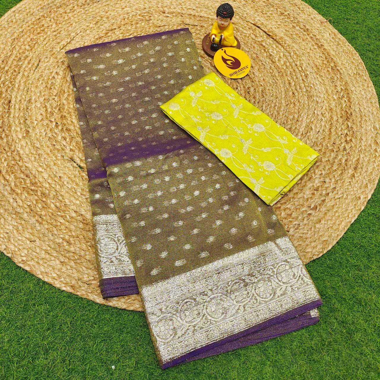 Designer TISSUE Weaving Butti Sarees - SSTWB7(violet shade)