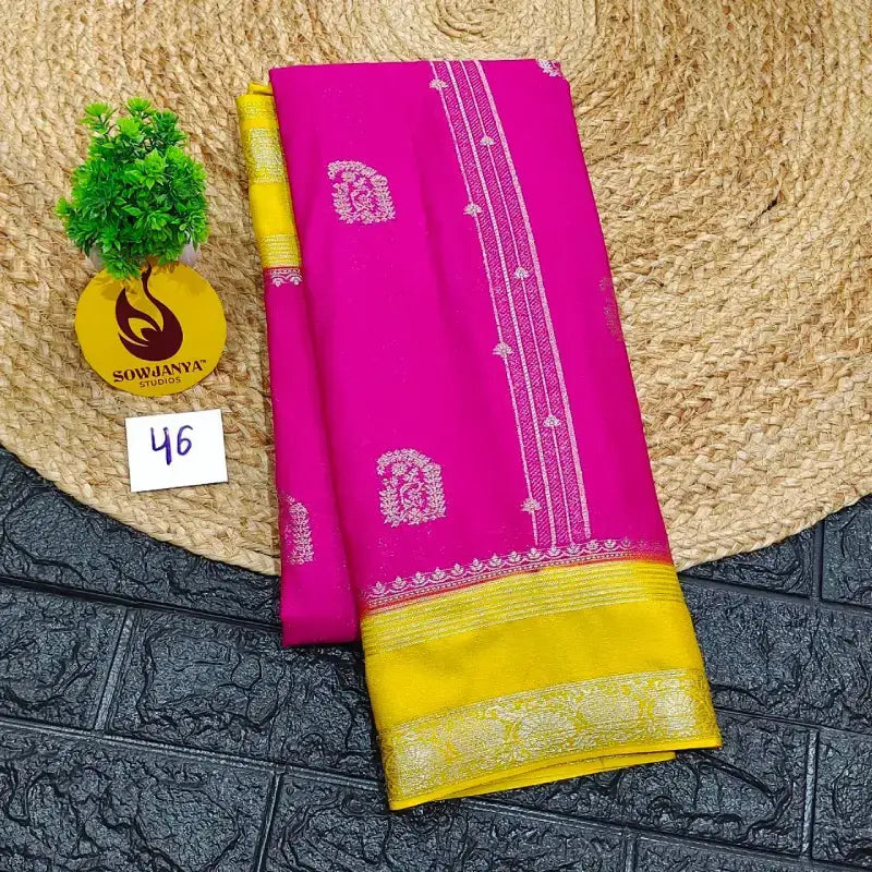 Premium Quality Mysore Crepe Sarees with Rich Pallu - MYSORE046