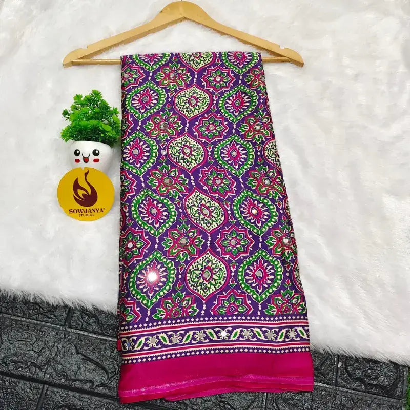 Japan Satin Crape Original Mirror Sarees42 - AJRAK