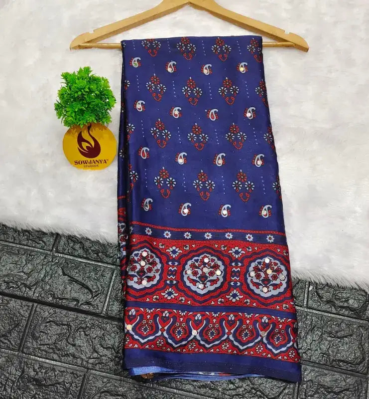 Japan Satin Crape Original Mirror Sarees39 - AJRAK