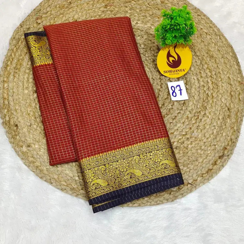 Premium Quality Mysore Crepe Sarees With Rich Pallu - MYSORE087