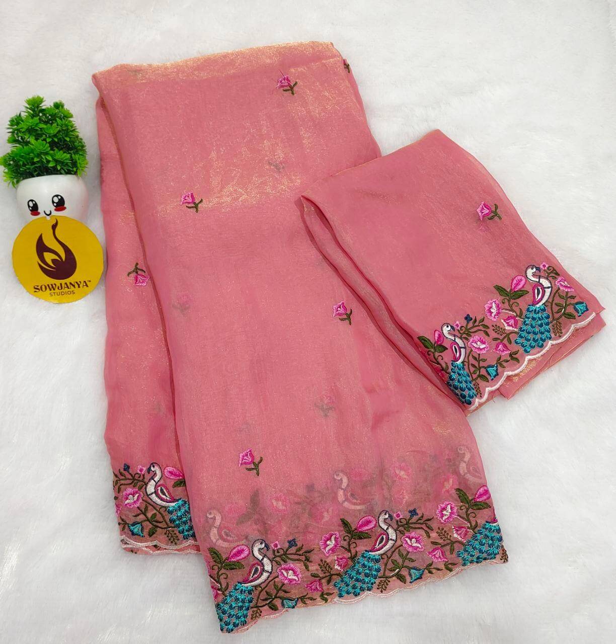 Designer Space Silk Embroidery Work Sarees - SANJU3
