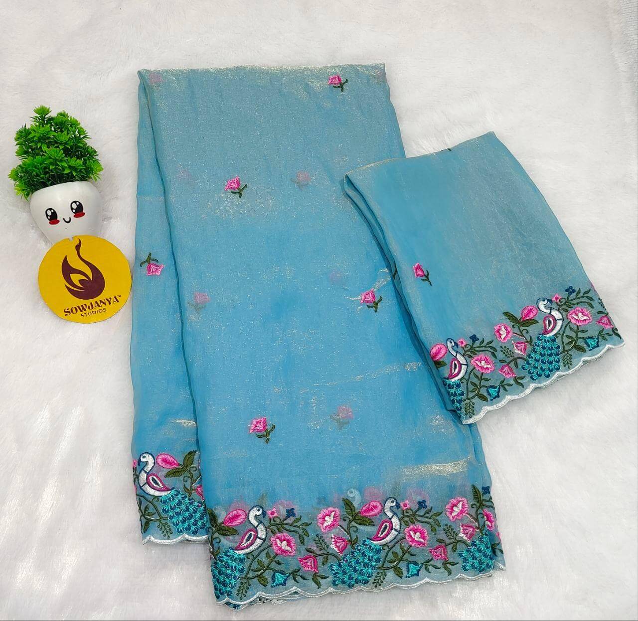 Designer Space Silk Embroidery Work Sarees - SANJU5