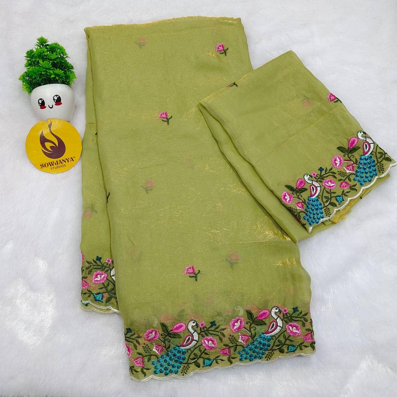 Designer Space Silk Embroidery Work Sarees - SANJU2