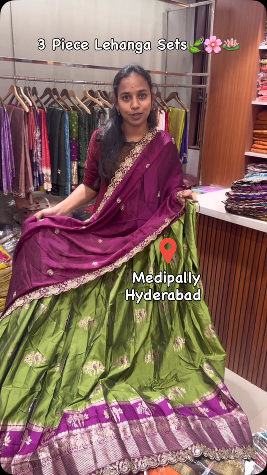 Pattu 3 Piece Lehanga Set |

📍Store Location:
Sow | Best Saree Shop in Hyderabad