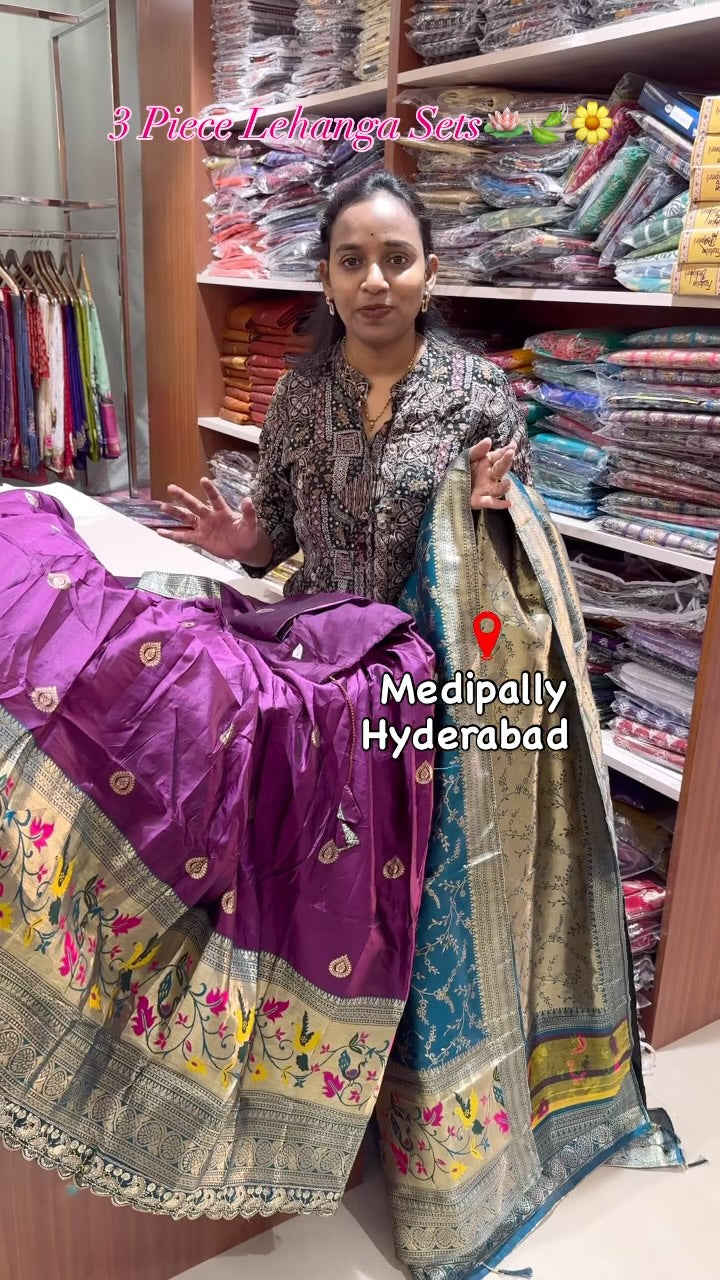 Pattu 3 Piece Lehanga Set |

📍Store Location:
Sow | Best Saree Shop in Hyderabad
