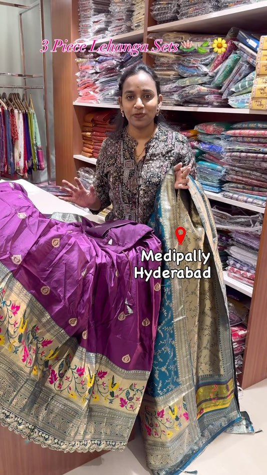 Pattu 3 Piece Lehanga Set |

📍Store Location:
Sow | Best Saree Shop in Hyderabad