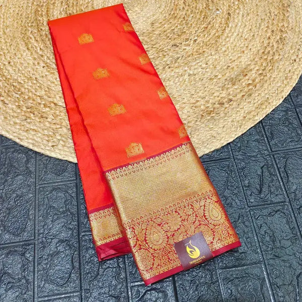 VINTAGE Look Premium Semi Kanchi Pattu Sarees - SSGRO1(rust orange)
