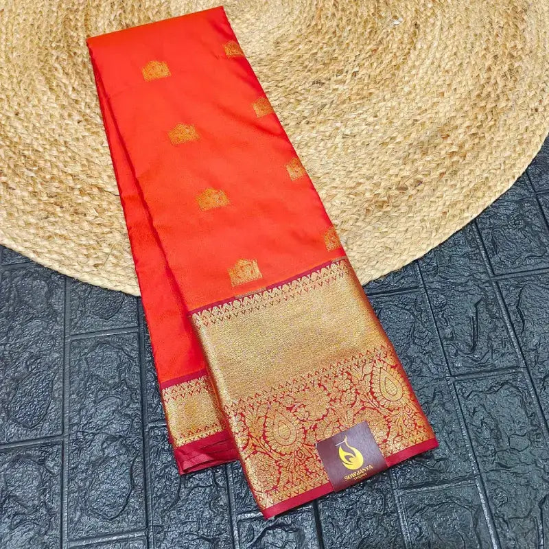 VINTAGE Look Premium Semi Kanchi Pattu Sarees - SSGRO1(rust orange)