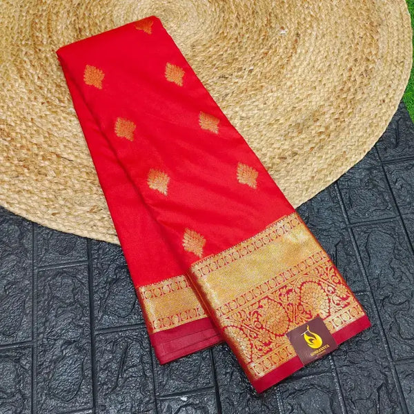 VINTAGE Look Premium Semi Kanchi Pattu Sarees - SSGRO2(rust orange)