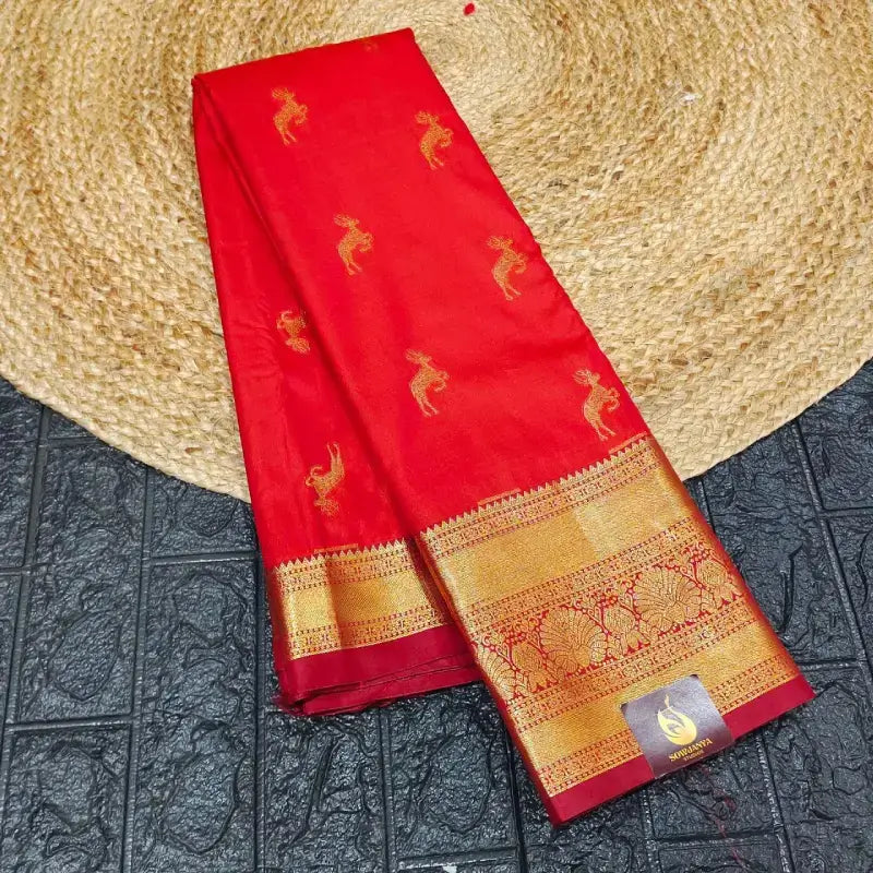 VINTAGE Look Premium Semi Kanchi Pattu Sarees - SSGRO3(rust orange)
