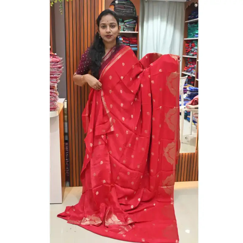Premium Viscose Satin Crape Georgette Saree - SSCRM2