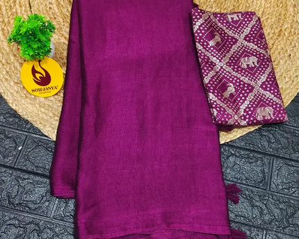 Premium Crush Saree with Bandini Blouse - BIRD6